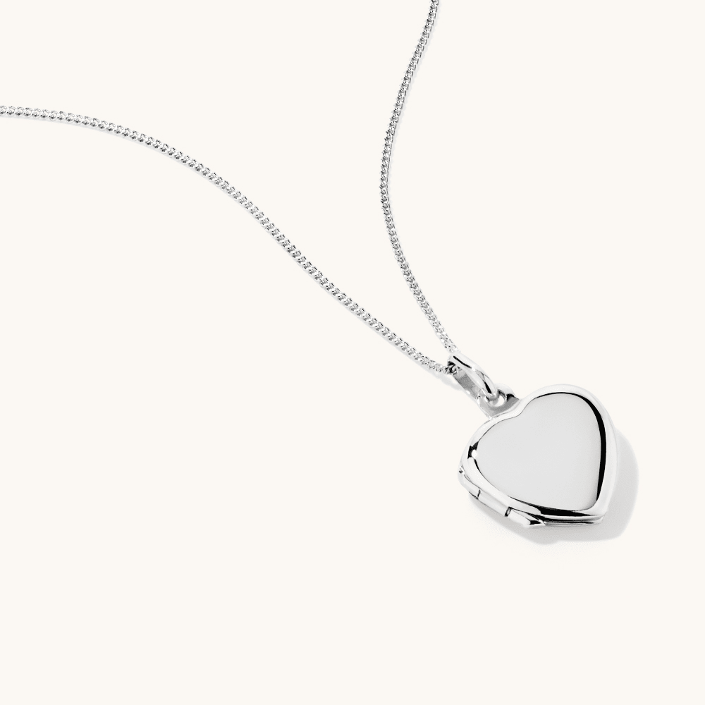 45cm Heart Locket Pendant Necklace in Sterling Silver Necklaces Bevilles 