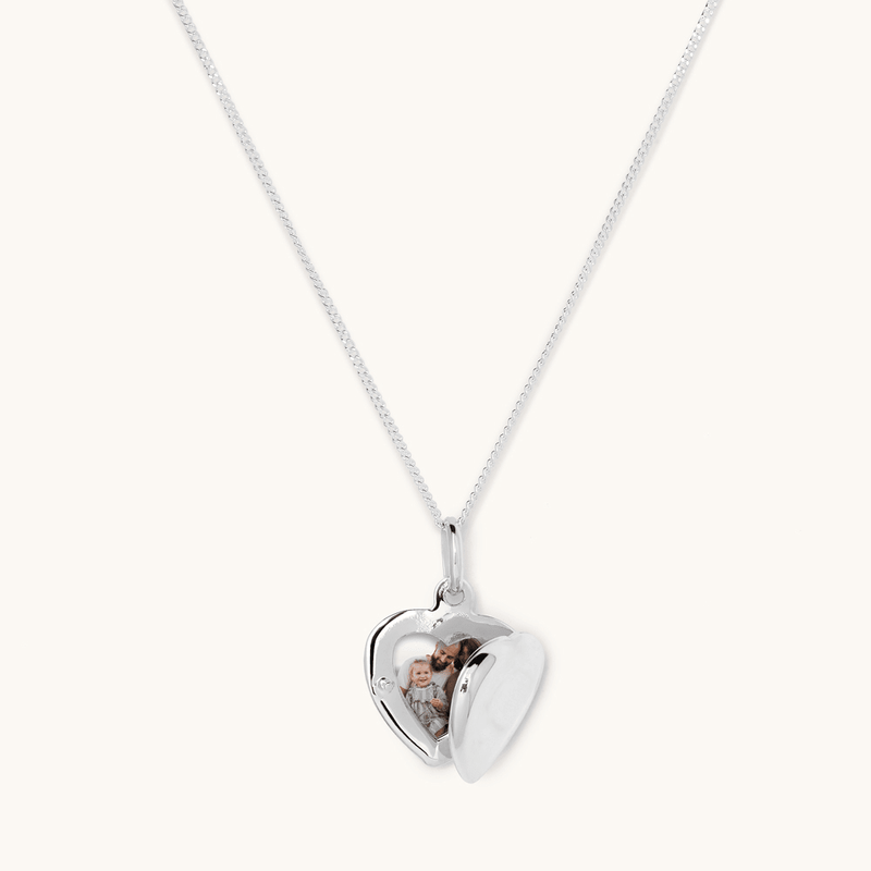 45cm Heart Locket Pendant Necklace in Sterling Silver Pendants Bevilles 