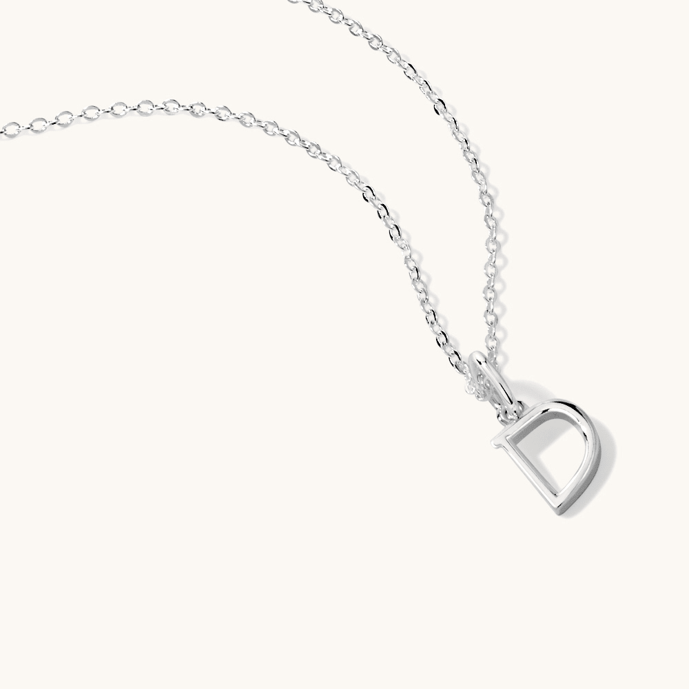 45cm Initial D Pendant Necklace in Sterling Silver Pendants Bevilles 