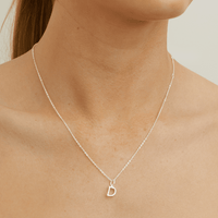 45cm Initial D Pendant Necklace in Sterling Silver Pendants Bevilles 