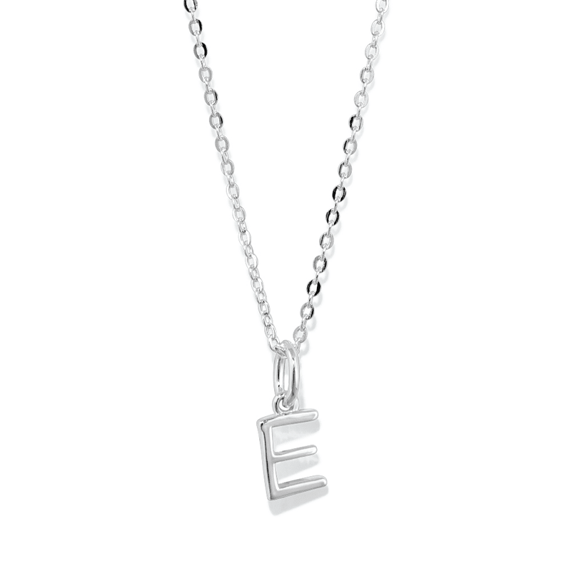 45cm Initial E Pendant Necklace in Sterling Silver Pendants Bevilles 