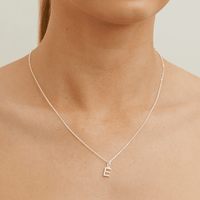 45cm Initial E Pendant Necklace in Sterling Silver Pendants Bevilles 