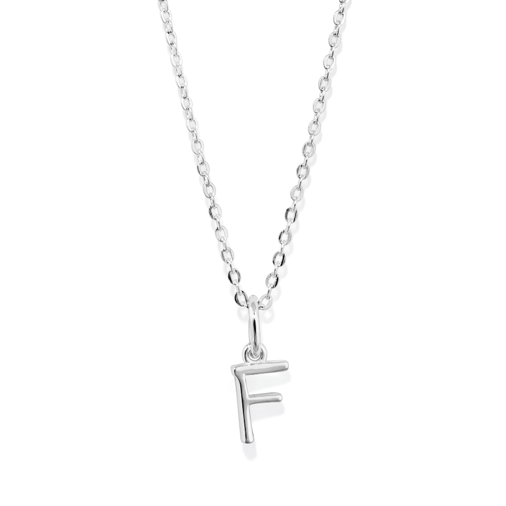 45cm Initial F Pendant Necklace in Sterling Silver Pendants Bevilles 