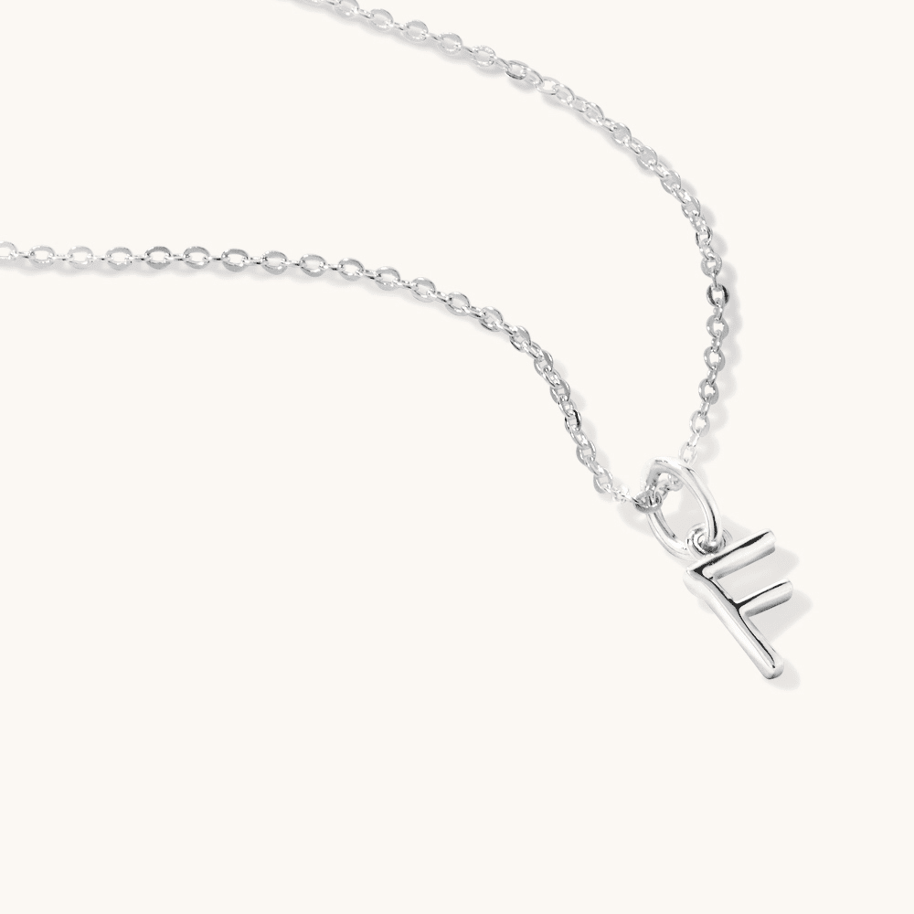 45cm Initial F Pendant Necklace in Sterling Silver Pendants Bevilles 