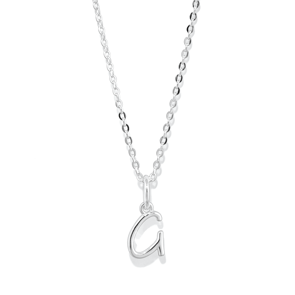 45cm Initial G Pendant Necklace in Sterling Silver Pendants Bevilles 