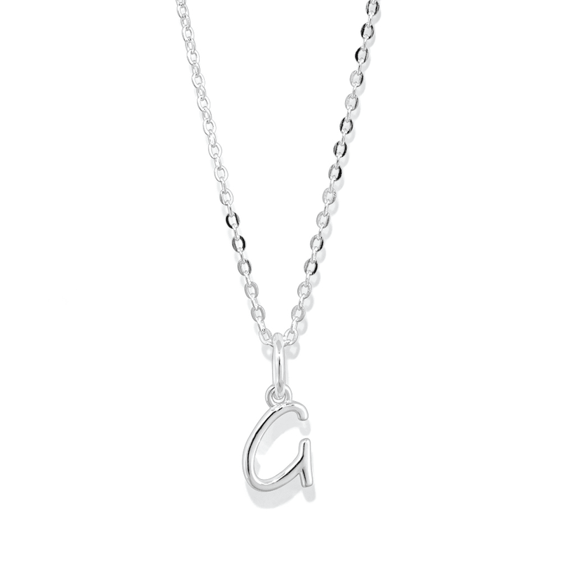 45cm Initial G Pendant Necklace in Sterling Silver Pendants Bevilles 