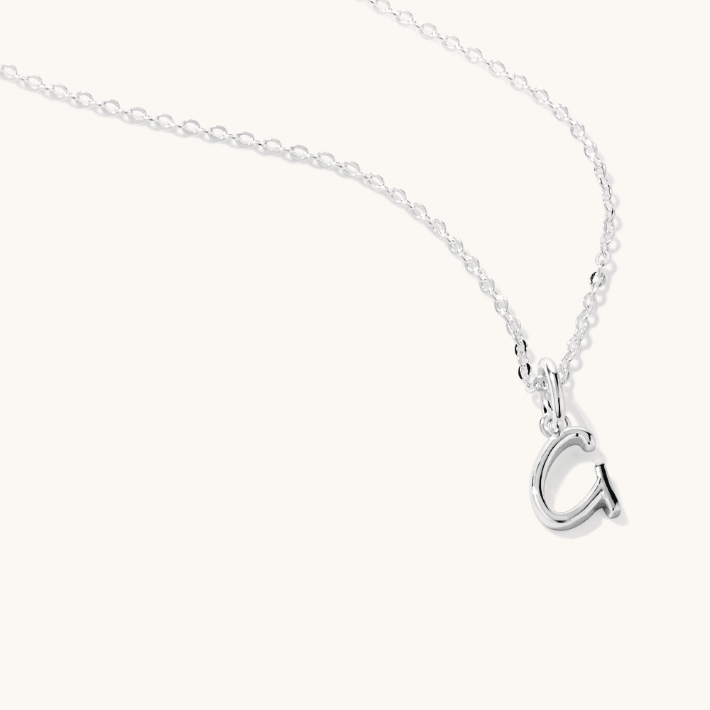 45cm Initial G Pendant Necklace in Sterling Silver Pendants Bevilles 