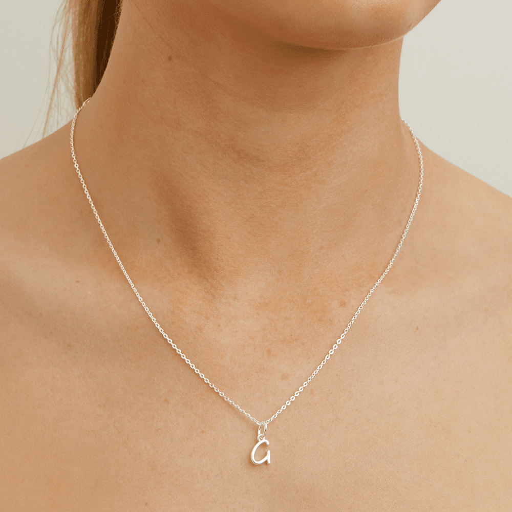 45cm Initial G Pendant Necklace in Sterling Silver Pendants Bevilles 