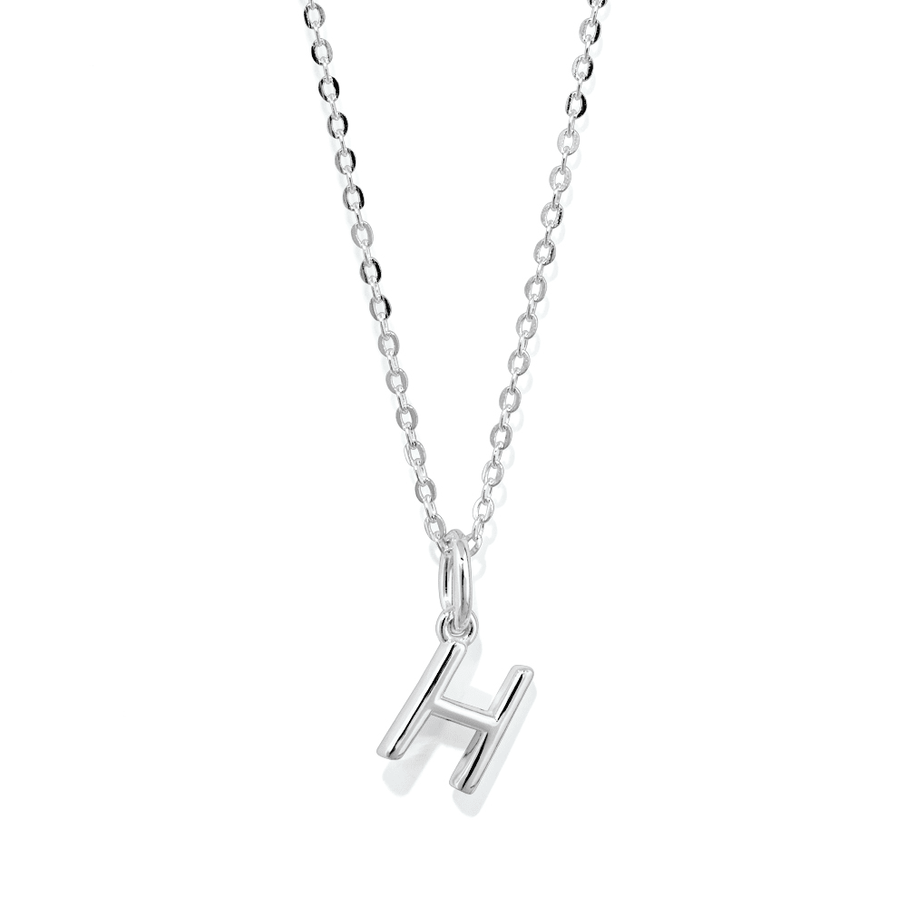 45cm Initial H Pendant Necklace in Sterling Silver Pendants Bevilles 