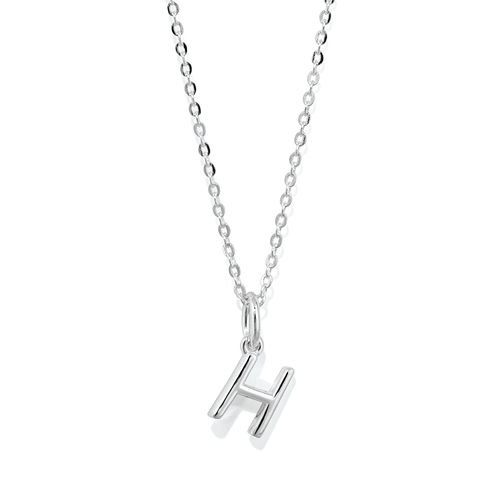 45cm Initial H Pendant Necklace in Sterling Silver Pendants Bevilles 