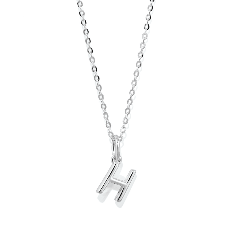 45cm Initial H Pendant Necklace in Sterling Silver Pendants Bevilles 