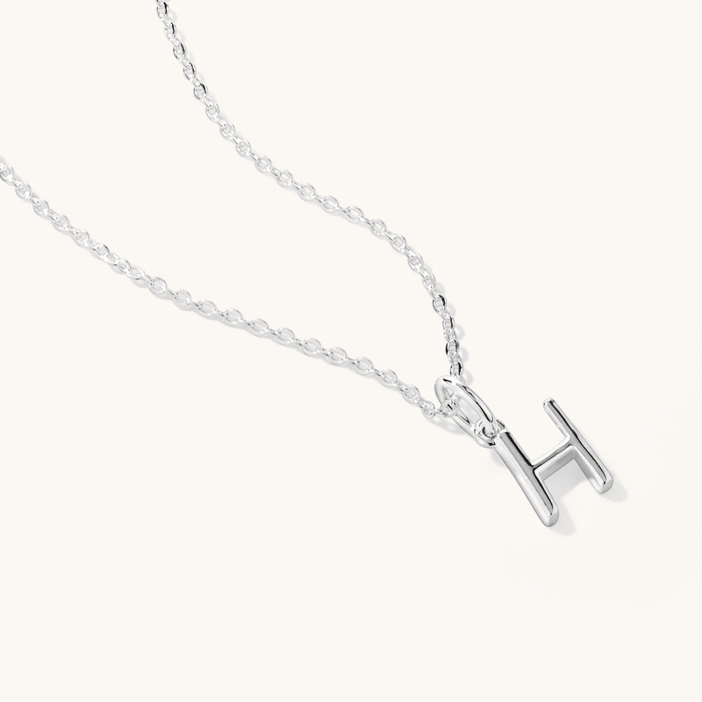 45cm Initial H Pendant Necklace in Sterling Silver Pendants Bevilles 