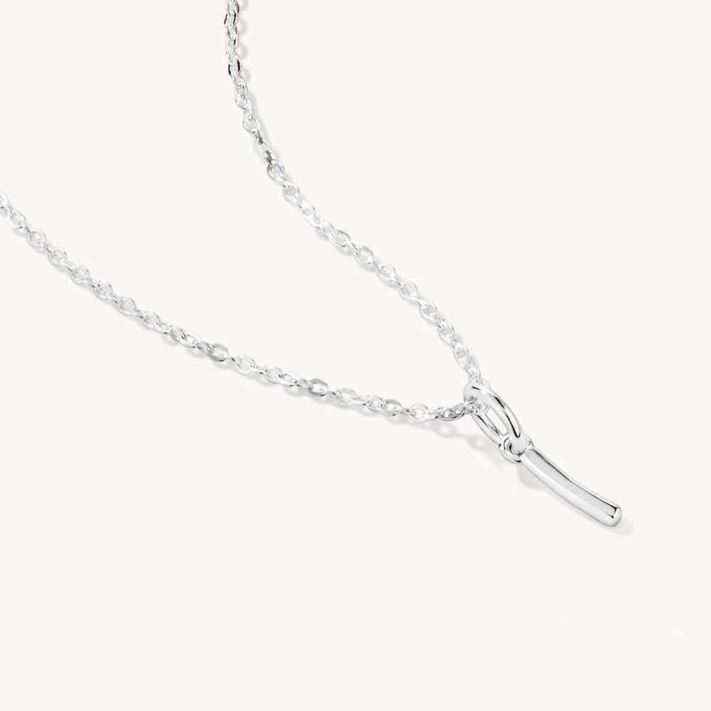 45cm Initial I Pendant Necklace in Sterling Silver Pendants Bevilles 