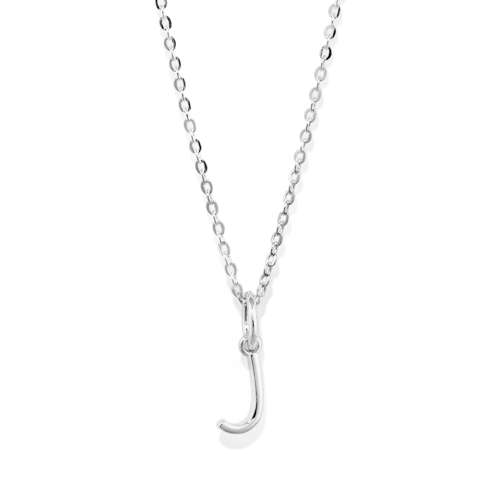 45cm Initial J Pendant Necklace in Sterling Silver Pendants Bevilles 