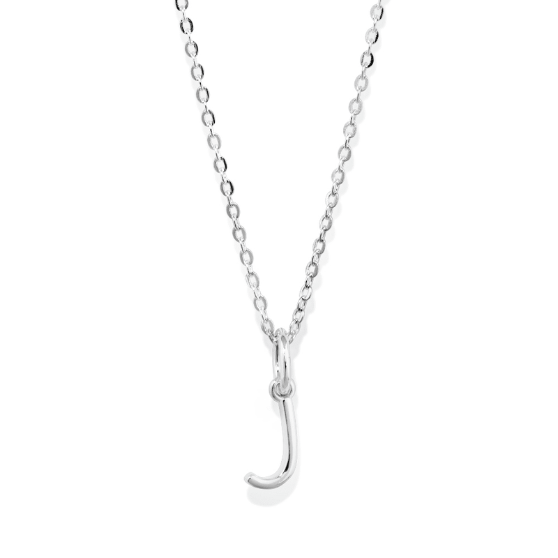 45cm Initial J Pendant Necklace in Sterling Silver Pendants Bevilles 
