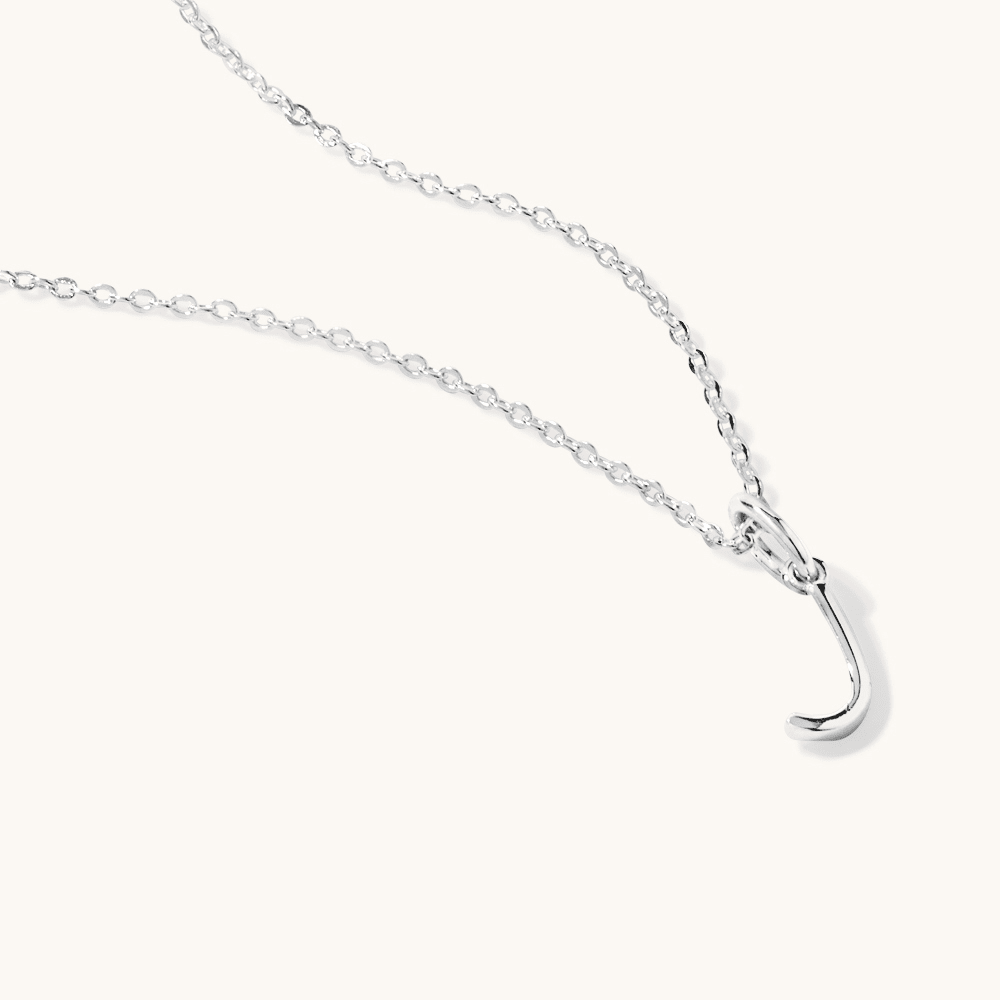 45cm Initial J Pendant Necklace in Sterling Silver Pendants Bevilles 