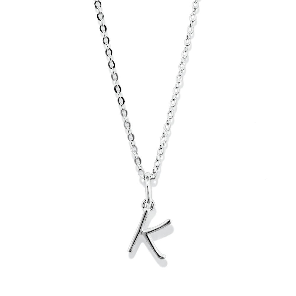 45cm Initial K Pendant Necklace in Sterling Silver Pendants Bevilles 