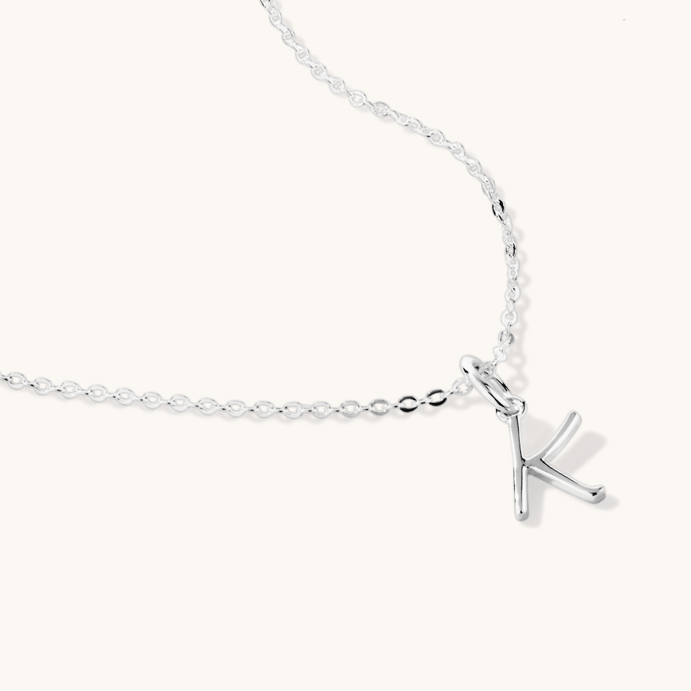 45cm Initial K Pendant Necklace in Sterling Silver Pendants Bevilles 