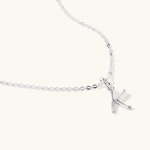 45cm Initial K Pendant Necklace in Sterling Silver Pendants Bevilles 