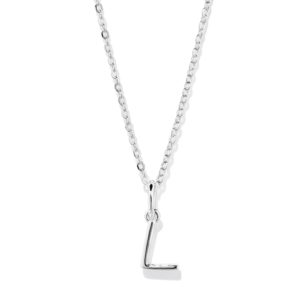 45cm Initial L Pendant Necklace in Sterling Silver Pendants Bevilles 