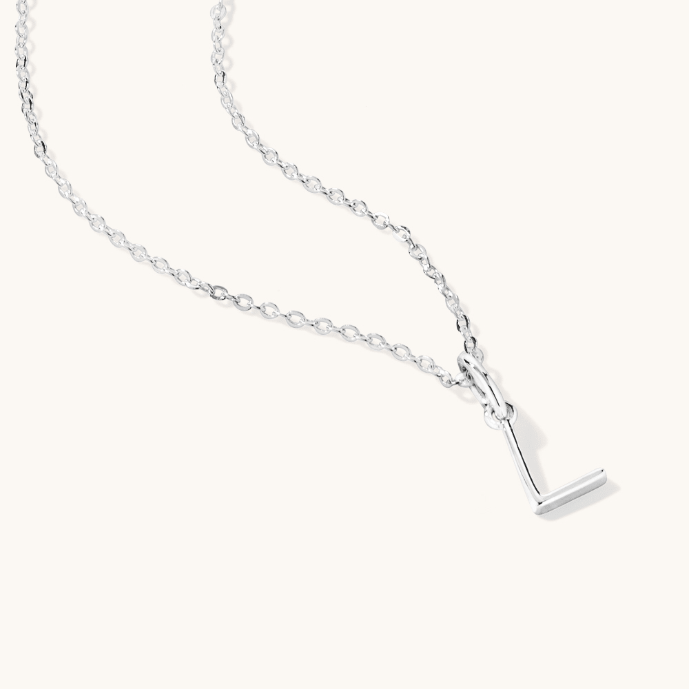 45cm Initial L Pendant Necklace in Sterling Silver Pendants Bevilles 