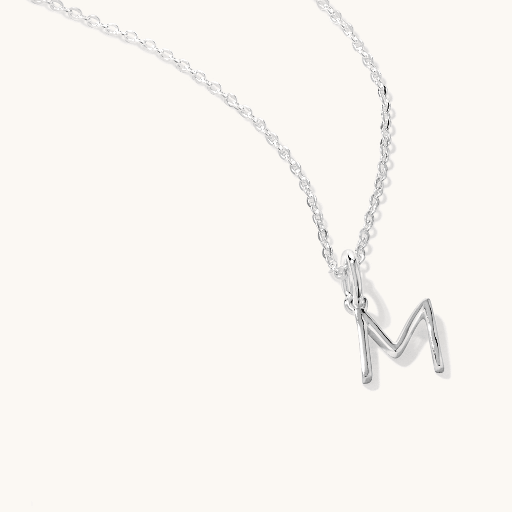 45cm Initial M Pendant Necklace in Sterling Silver Pendants Bevilles 