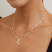 45cm Initial M Pendant Necklace in Sterling Silver Pendants Bevilles 