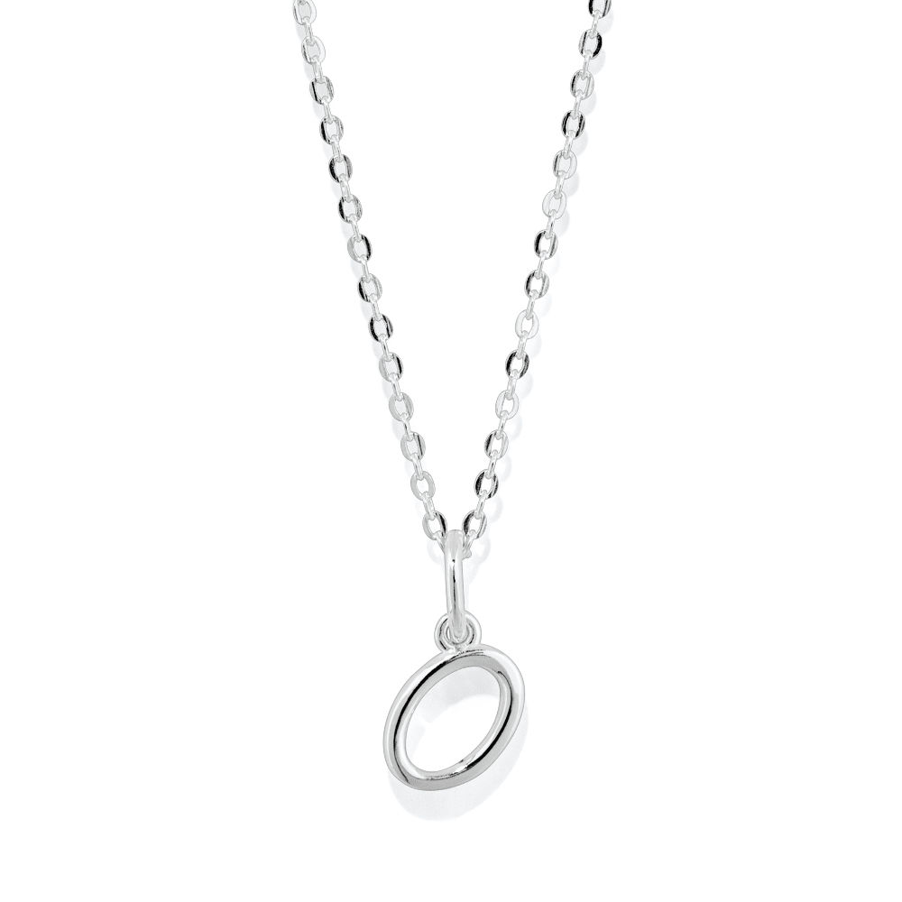45cm Initial O Pendant Necklace in Sterling Silver Pendants Bevilles 