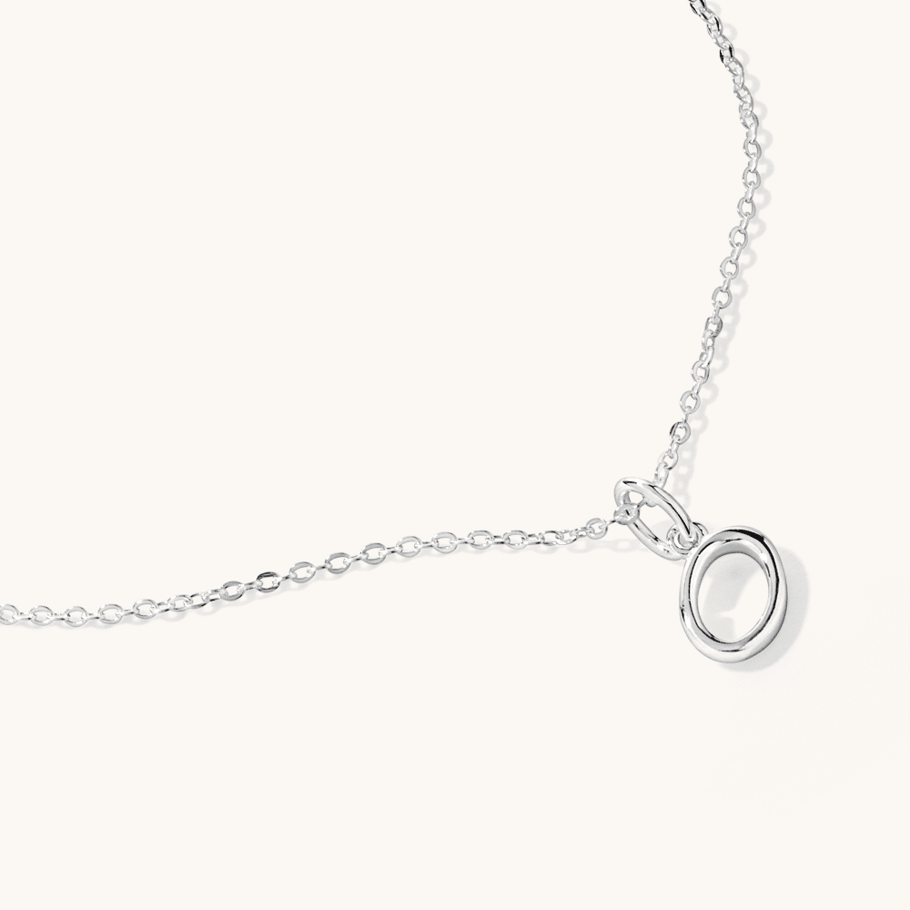 45cm Initial O Pendant Necklace in Sterling Silver Pendants Bevilles 