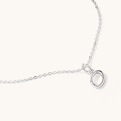 45cm Initial O Pendant Necklace in Sterling Silver Pendants Bevilles 