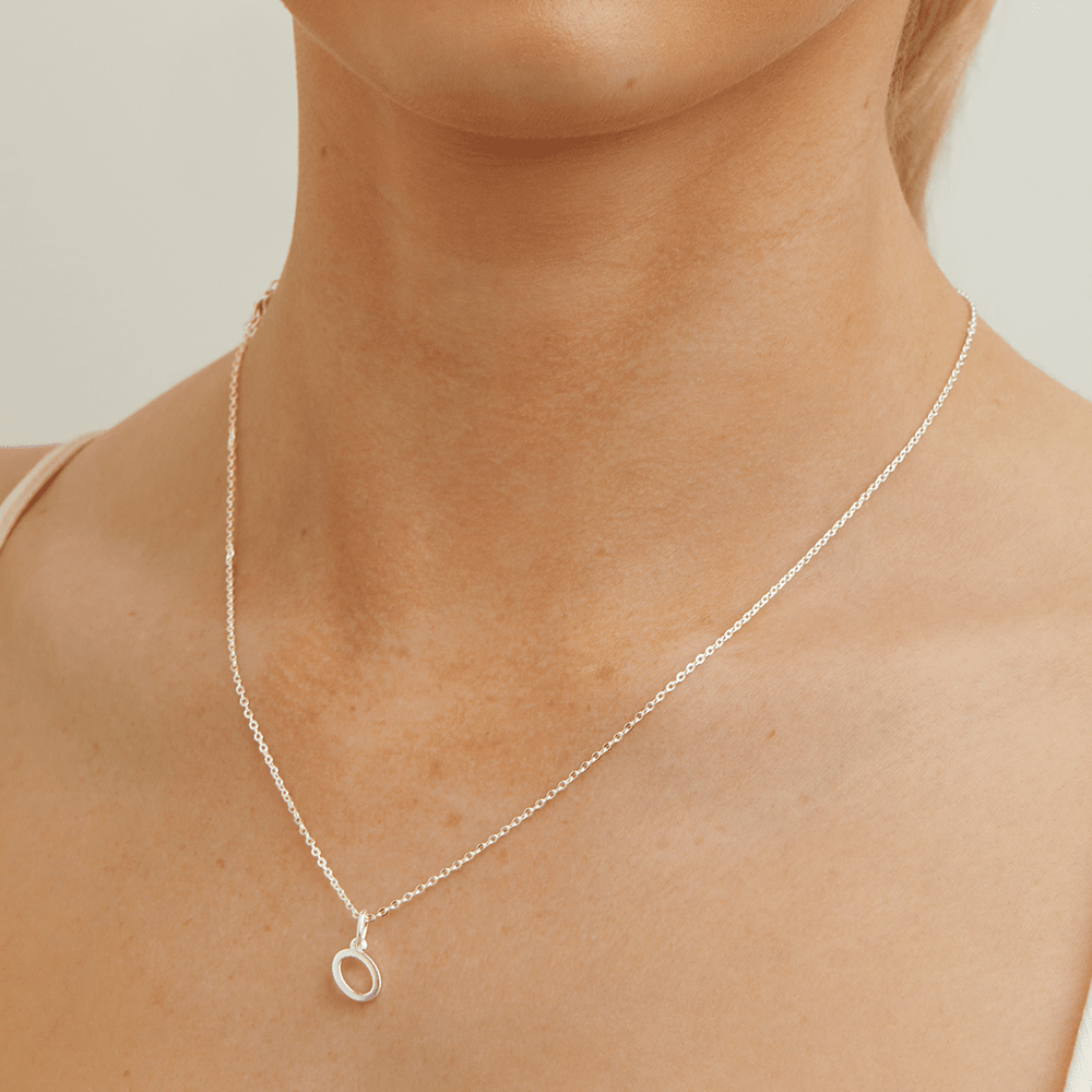 45cm Initial O Pendant Necklace in Sterling Silver Pendants Bevilles 