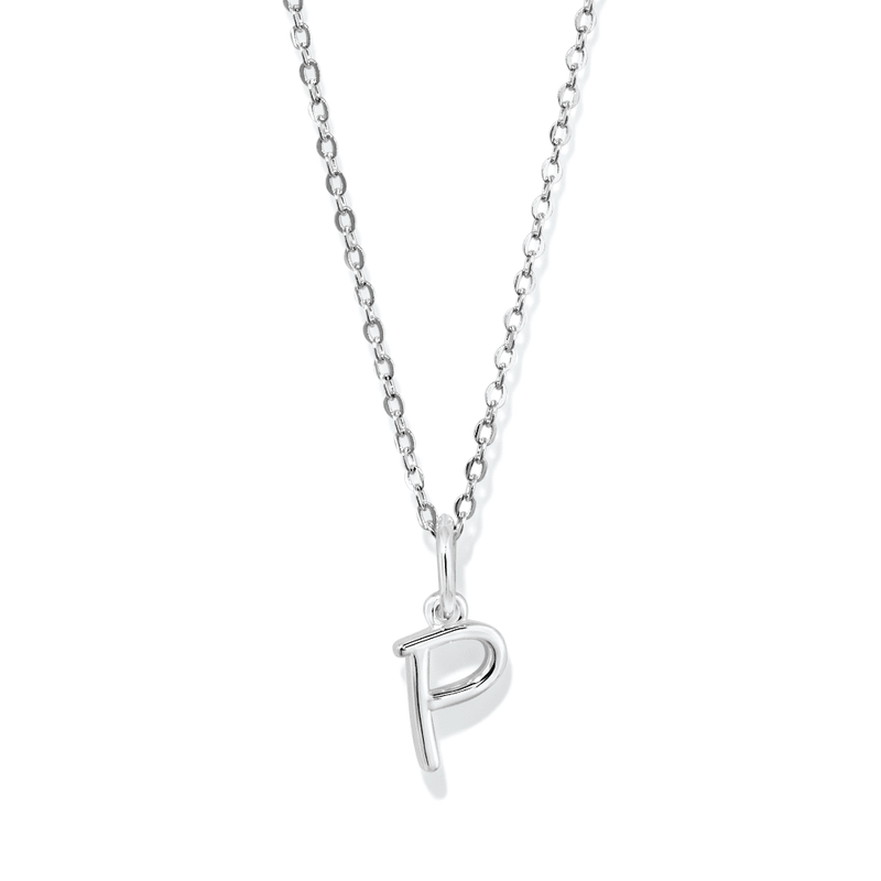 45cm Initial P Pendant Necklace in Sterling Silver Pendants Bevilles 