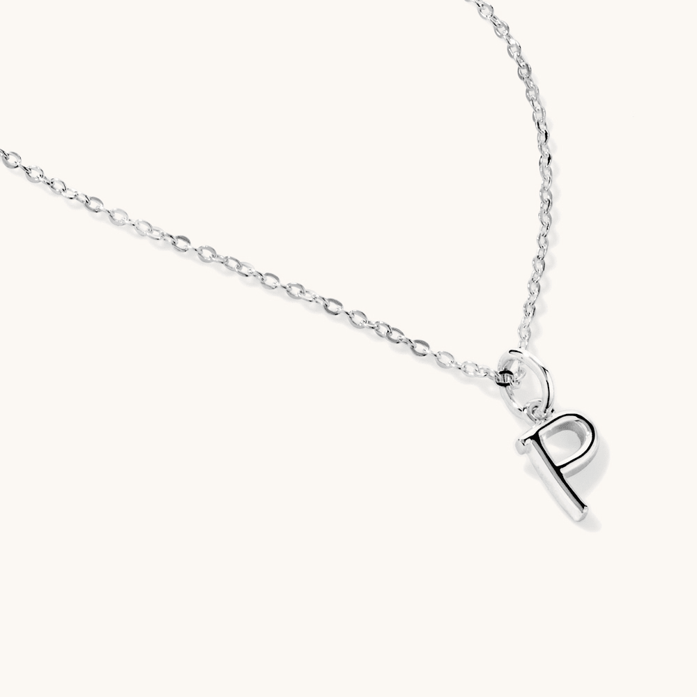 45cm Initial P Pendant Necklace in Sterling Silver Pendants Bevilles 