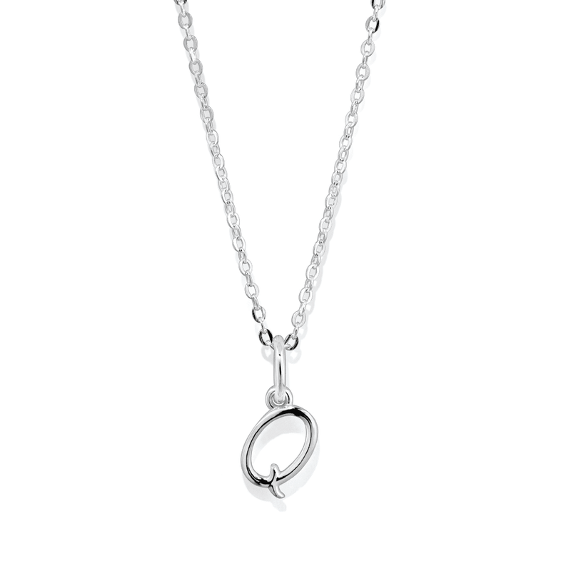 45cm Initial Q Pendant Necklace in Sterling Silver Pendants Bevilles 