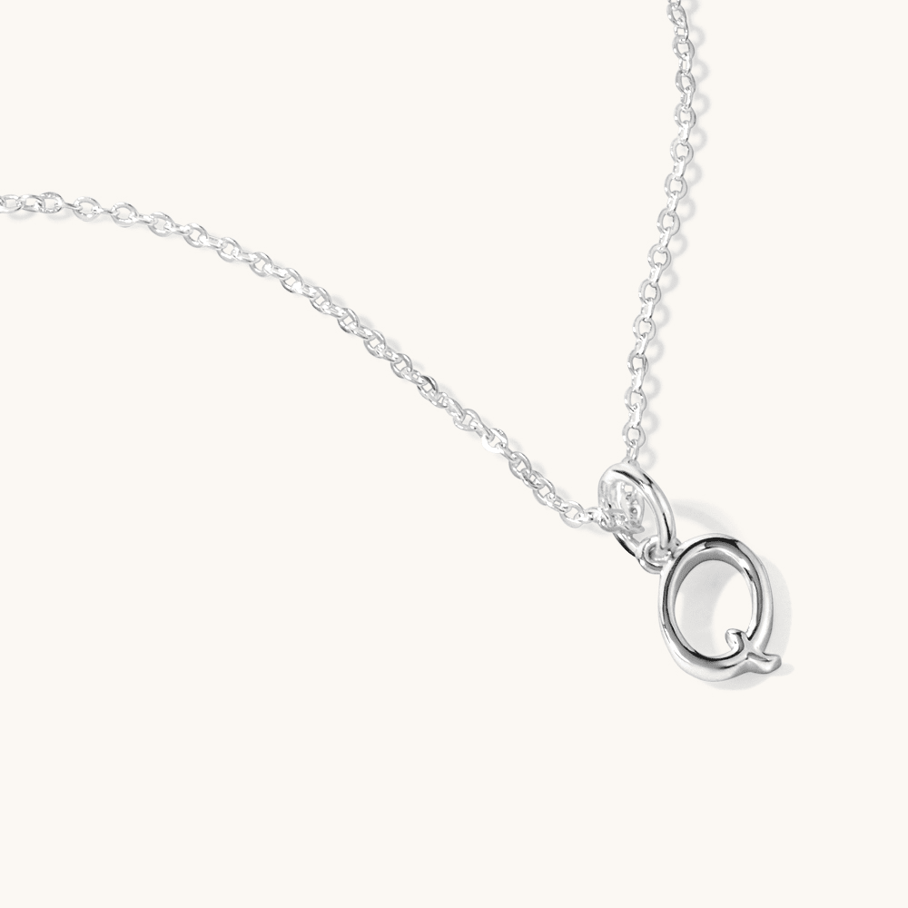 45cm Initial Q Pendant Necklace in Sterling Silver Pendants Bevilles 