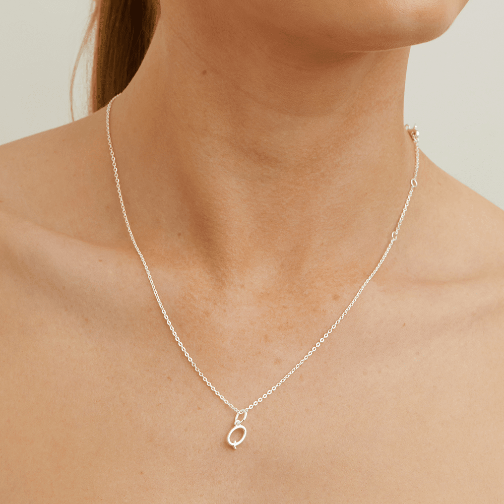 45cm Initial Q Pendant Necklace in Sterling Silver Pendants Bevilles 