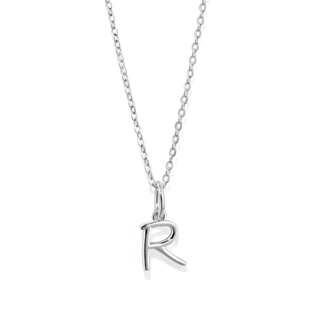 45cm Initial R Pendant Necklace in Sterling Silver Pendants Bevilles 