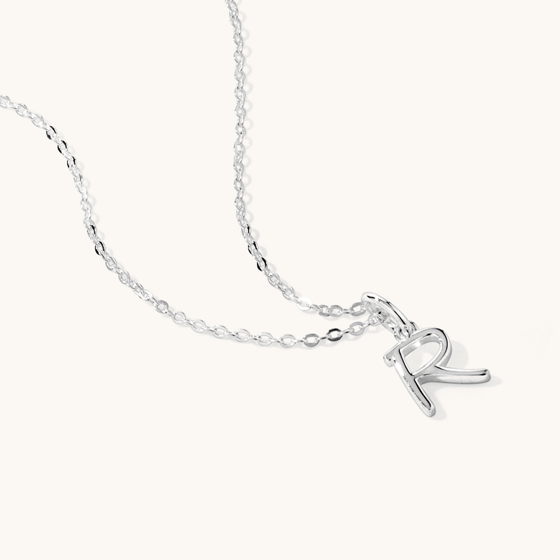45cm Initial R Pendant Necklace in Sterling Silver Pendants Bevilles 
