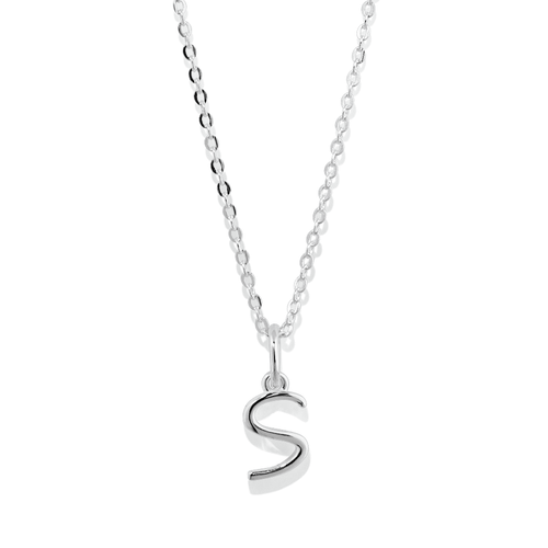45cm Initial S Pendant Necklace in Sterling Silver Pendants Bevilles 