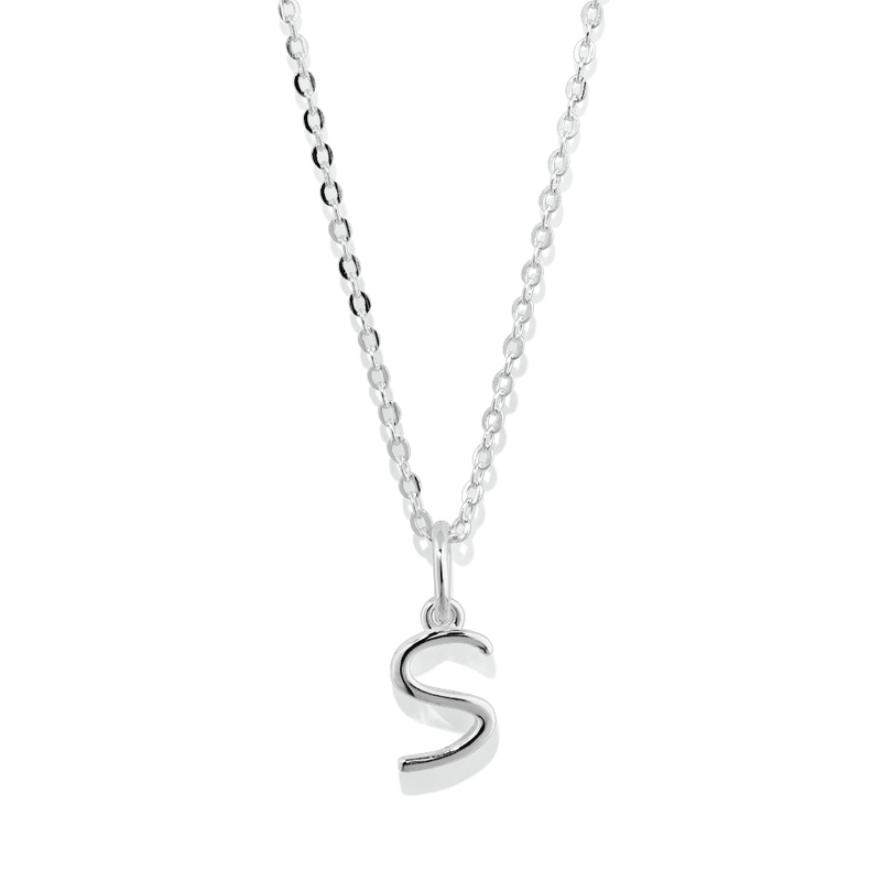 45cm Initial S Pendant Necklace in Sterling Silver Pendants Bevilles 