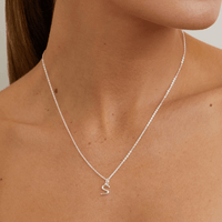 45cm Initial S Pendant Necklace in Sterling Silver Pendants Bevilles 