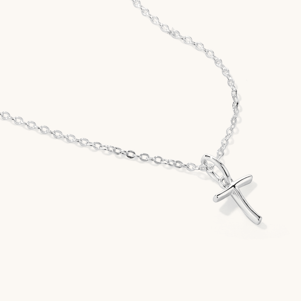 45cm Initial T Pendant Necklace in Sterling Silver Pendants Bevilles 