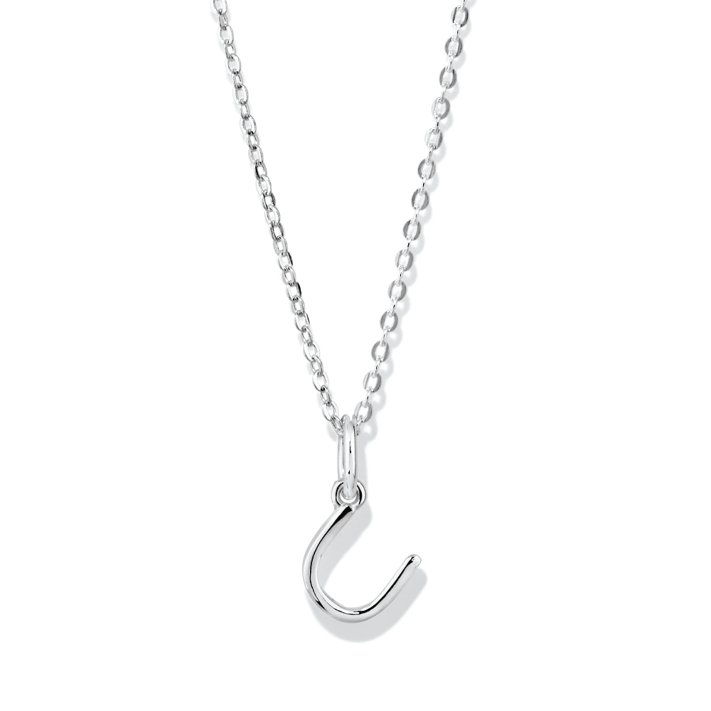 45cm Initial U Pendant Necklace in Sterling Silver Pendants Bevilles 