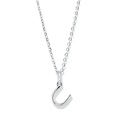 45cm Initial U Pendant Necklace in Sterling Silver Pendants Bevilles 