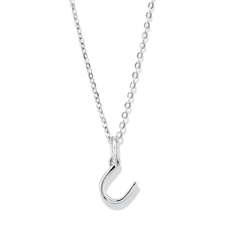 45cm Initial U Pendant Necklace in Sterling Silver Pendants Bevilles 