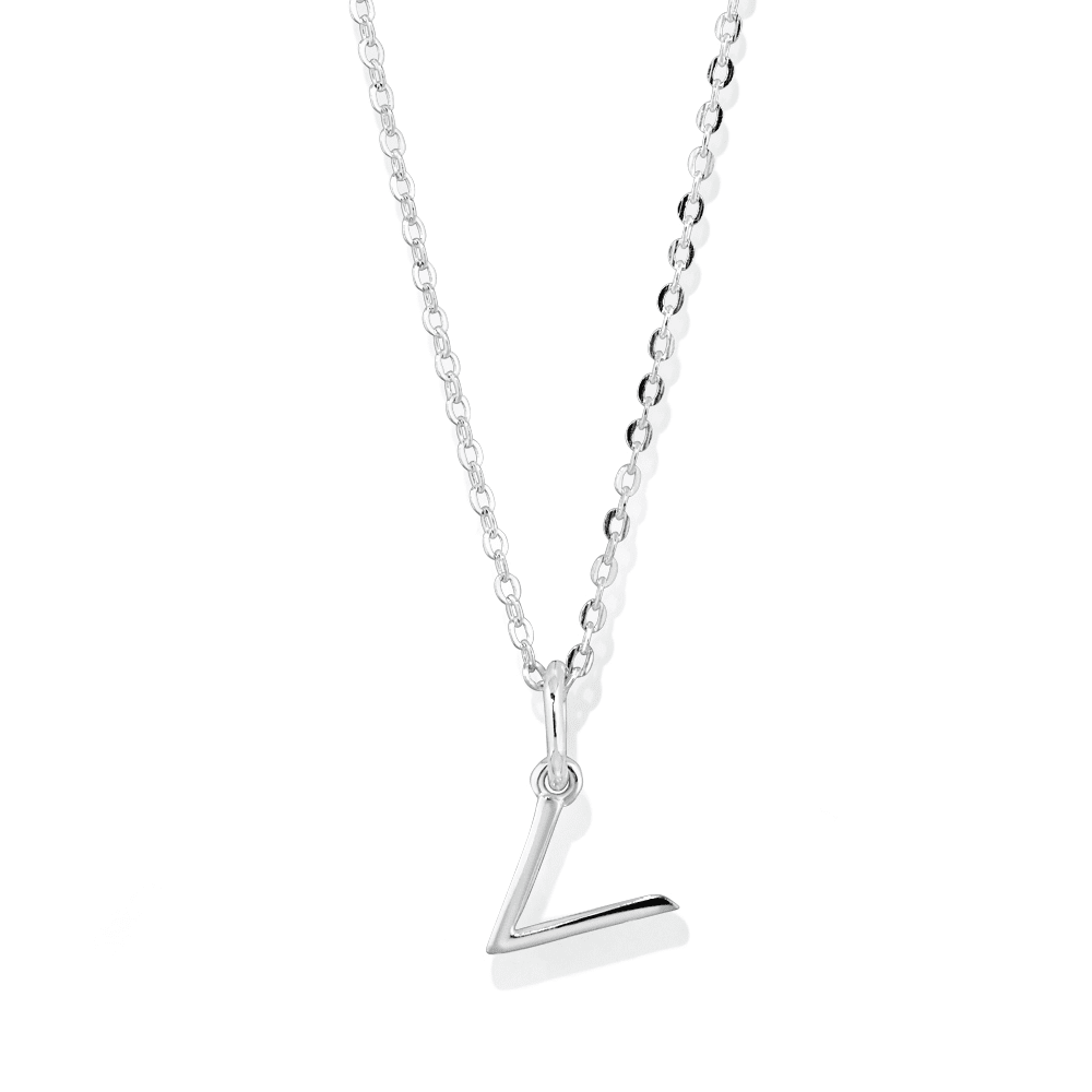 45cm Initial V Pendant Necklace in Sterling Silver Pendants Bevilles 