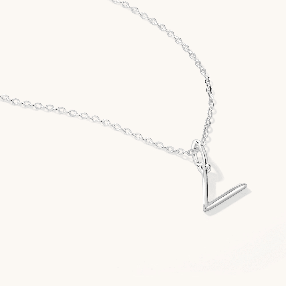 45cm Initial V Pendant Necklace in Sterling Silver Pendants Bevilles 