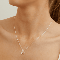 45cm Initial W Pendant Necklace in Sterling Silver Pendants Bevilles 