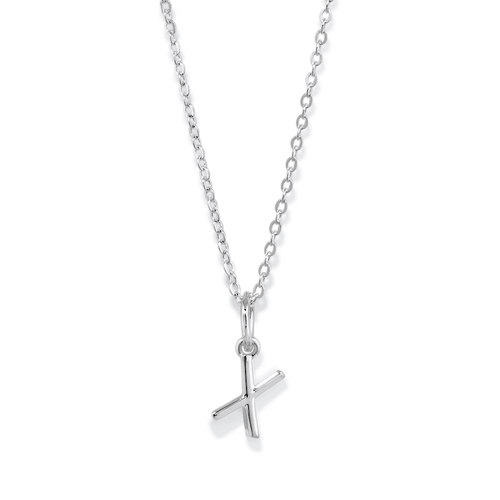 45cm Initial X Pendant Necklace in Sterling Silver Pendants Bevilles 