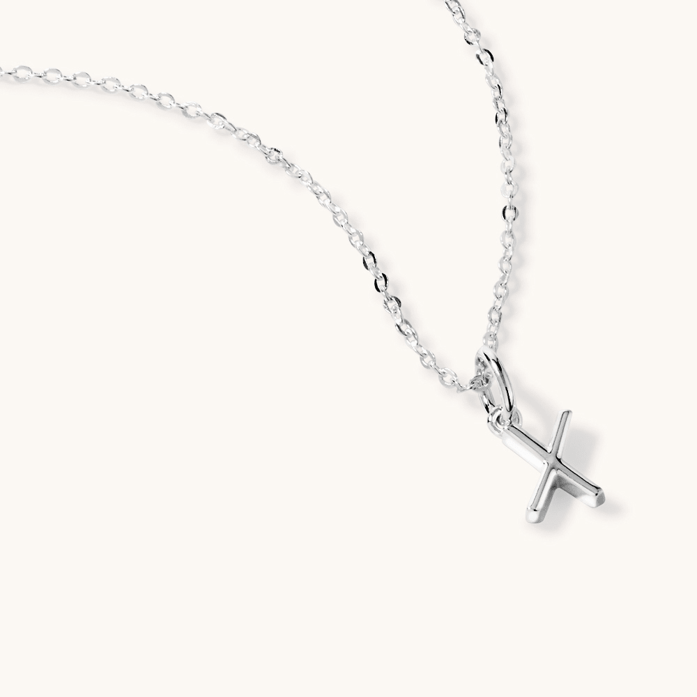 45cm Initial X Pendant Necklace in Sterling Silver Pendants Bevilles 